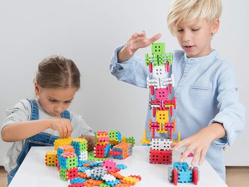 Mario-Inex Mini Waffle Block Construction Playset for Kids- 140 Rainbow Interlocking Puzzle Pieces- Improves Fine Motor Skills- STEM/STEAM Building Montessori Toys for Boys and Girls Ages 3+ in Saudi Arabia
