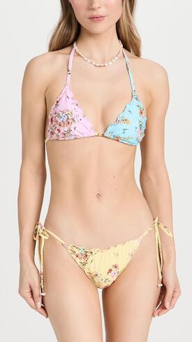 PQ Swim Women's Embroidered Lettuce Edge Tie Full Bikini Bottoms in Saudi Arabia