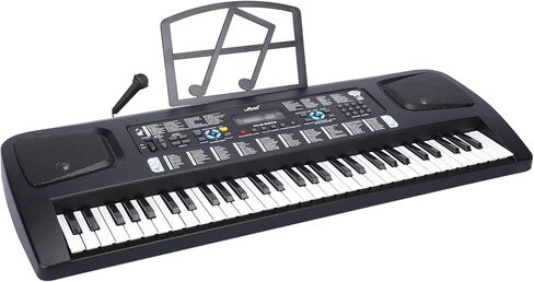 LIEKE 61 مفتاح بيانو كهربائي بلوحة مفاتيح مع ميكروفون حامل للموسيقى للمبتدئين، هدية موسيقية للبيانو الإلكتروني الرقمي المحمول in Kuwait