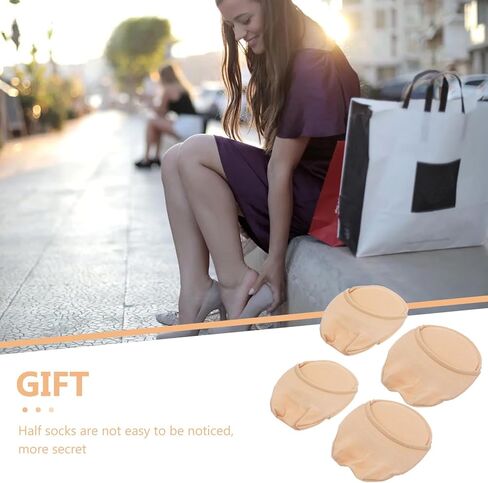 2Pairs Women's Toe Topper Liner Socks Low Cut No Show Toeless Half Socks Forefoot Cushion Pads for Flat,High Heels in Saudi Arabia