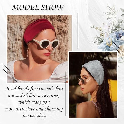 FULZTEY Headbands for Women Fashion Wide Hairbands Neutral Twist Criss Cross Headwraps Boho Bandanas Soft Stretchy Turban Non Slip Yoga Workout Sweat Head Band for Women's Hair Accessories 6Pcs in Saudi Arabia