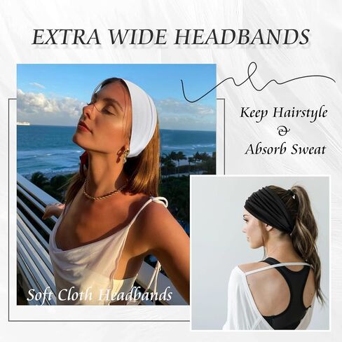 FULZTEY Headbands for Women Fashion Wide Hairbands Neutral Twist Criss Cross Headwraps Boho Bandanas Soft Stretchy Turban Non Slip Yoga Workout Sweat Head Band for Women's Hair Accessories 6Pcs in Saudi Arabia