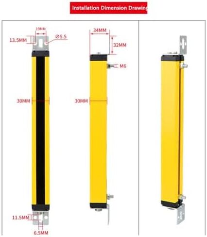 مفتاح مستشعر ستارة الضوء، جهاز أمان شبكي للضوء 24VDC BEM0640-30NB NPN-NC، 6 محاور بصرية تباعد 40 مم/1.6 بوصة مع مستقبل شبكي وكابل in Saudi Arabia