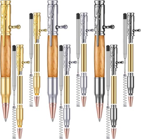 Gisafai 6 Pcs Bolt Action Pen Kits for Woodturning Bulk Woodturning Ballpoint Pen Kit Turning Pen Kits with Pen Mandrel Slimline Pen Turning Supplies for DIY Making Home(Gold) in Saudi Arabia