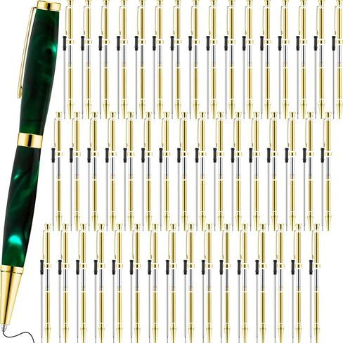 Colarr 48 Pcs Pen Kits for Wood Turning 7mm Slimline Pen Kits Twist Pen Kit with Refill Lathe Turning for DIY Copper Pen Making Office Supplies Friend Teacher Students Gifts(Black) in Saudi Arabia
