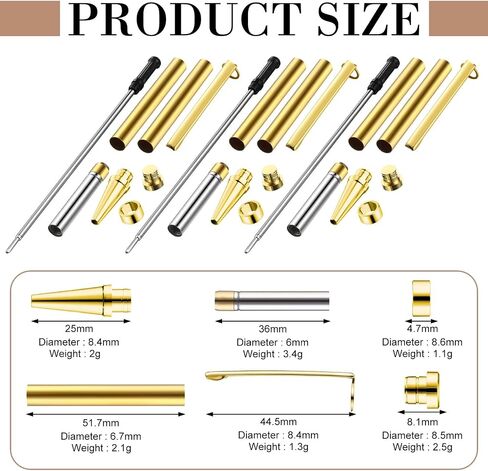 Colarr 48 Pcs Pen Kits for Wood Turning 7mm Slimline Pen Kits Twist Pen Kit with Refill Lathe Turning for DIY Copper Pen Making Office Supplies Friend Teacher Students Gifts(Black) in Saudi Arabia