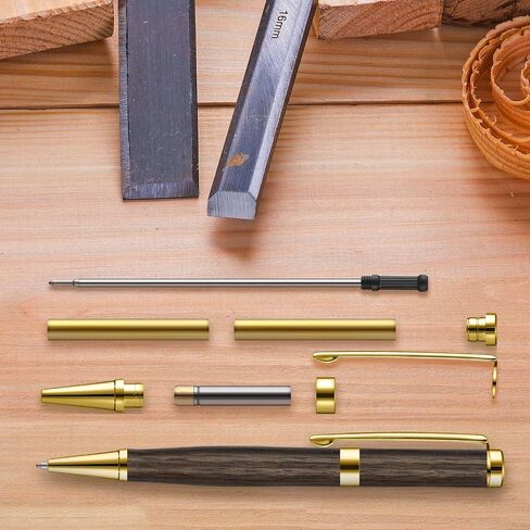 Colarr 48 Pcs Pen Kits for Wood Turning 7mm Slimline Pen Kits Twist Pen Kit with Refill Lathe Turning for DIY Copper Pen Making Office Supplies Friend Teacher Students Gifts(Black) in Saudi Arabia