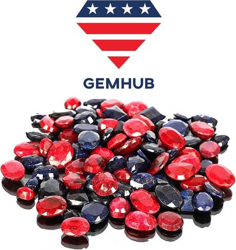 مجموعة أحجار كريمة من الياقوت الأزرق الطبيعي والياقوت من GEMHUB مكونة من 100 قيراط مكونة من 7 قطع من الياقوت الأوجه والياقوت والأحجار الكريمة السائبة لصنع المجوهرات in Saudi Arabia