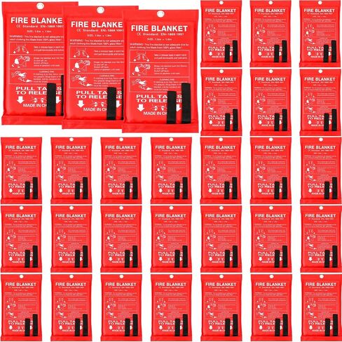 Macarrie 20 Pack 39" x 39" Fire Blanket Emergency Fire Blanket for Home and Kitchen Suppression Blanket Safety Fiberglass Fireproof Blanket Survival for Fireplace Car Office Camping (Red) in Saudi Arabia