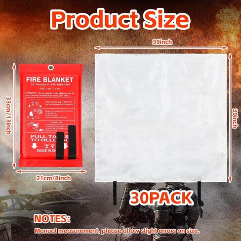 Macarrie 20 Pack 39" x 39" Fire Blanket Emergency Fire Blanket for Home and Kitchen Suppression Blanket Safety Fiberglass Fireproof Blanket Survival for Fireplace Car Office Camping (Red) in Saudi Arabia