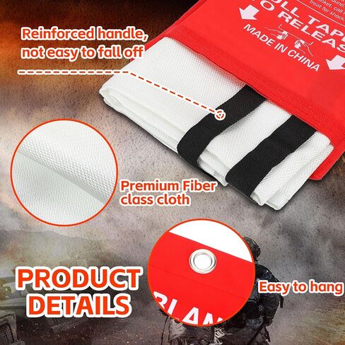 Macarrie 20 Pack 39" x 39" Fire Blanket Emergency Fire Blanket for Home and Kitchen Suppression Blanket Safety Fiberglass Fireproof Blanket Survival for Fireplace Car Office Camping (Red) in Saudi Arabia