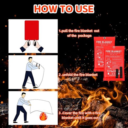 Macarrie 20 Pack 39" x 39" Fire Blanket Emergency Fire Blanket for Home and Kitchen Suppression Blanket Safety Fiberglass Fireproof Blanket Survival for Fireplace Car Office Camping (Red) in Saudi Arabia