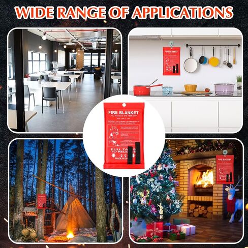 Macarrie 20 Pack 39" x 39" Fire Blanket Emergency Fire Blanket for Home and Kitchen Suppression Blanket Safety Fiberglass Fireproof Blanket Survival for Fireplace Car Office Camping (Red) in Saudi Arabia