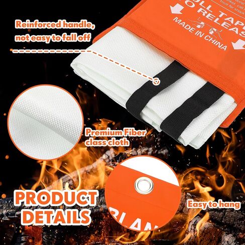 Macarrie 20 Pack 39" x 39" Fire Blanket Emergency Fire Blanket for Home and Kitchen Suppression Blanket Safety Fiberglass Fireproof Blanket Survival for Fireplace Car Office Camping (Red) in Saudi Arabia