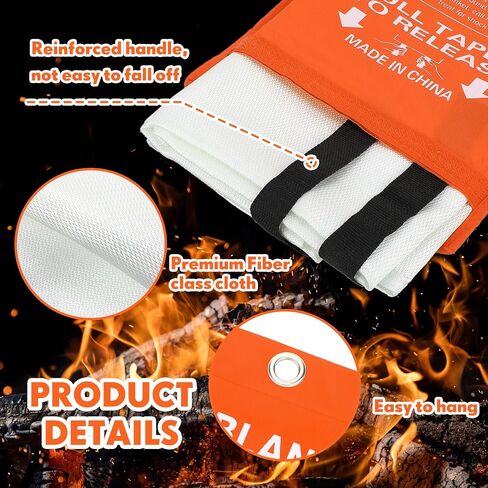 Macarrie 20 Pack 39" x 39" Fire Blanket Emergency Fire Blanket for Home and Kitchen Suppression Blanket Safety Fiberglass Fireproof Blanket Survival for Fireplace Car Office Camping (Red) in Saudi Arabia