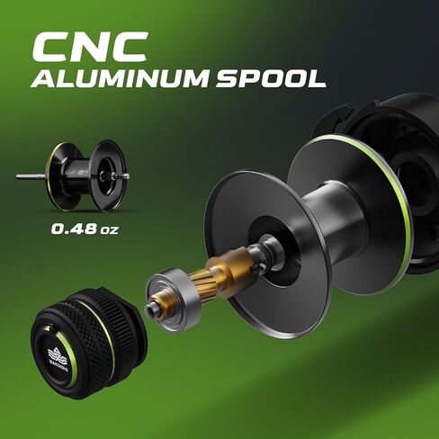 بكرة صيد الطعم M1 من HANDING M1، بكرات صيد من ألياف الكربون بوزن 17.64 رطل، نسبة تروس 7.2:1، نظام فرامل مغناطيسي 8 أزرار، تصميم منخفض الوزن خفيف الوزن 7.3 أونصة، محامل كروية 6+1 in Kuwait