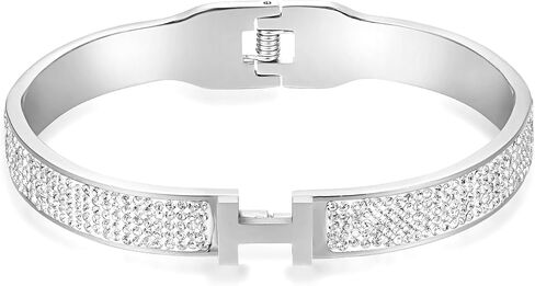 LeoYletc 18K Gold and Silver Plated Bangle Bracelet for Women Girls Stainless Steel with Cubic Zirconia Womens Jewelry Gifts in Saudi Arabia