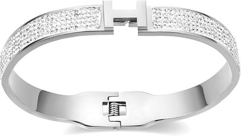 LeoYletc 18K Gold and Silver Plated Bangle Bracelet for Women Girls Stainless Steel with Cubic Zirconia Womens Jewelry Gifts in Saudi Arabia