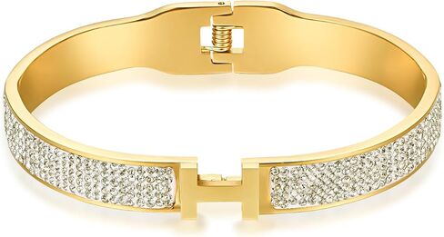 LeoYletc 18K Gold and Silver Plated Bangle Bracelet for Women Girls Stainless Steel with Cubic Zirconia Womens Jewelry Gifts in Saudi Arabia