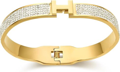 LeoYletc 18K Gold and Silver Plated Bangle Bracelet for Women Girls Stainless Steel with Cubic Zirconia Womens Jewelry Gifts in Saudi Arabia