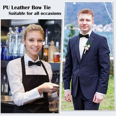 Luckyvestir Bow Ties for Men, Black/Red/Blue/Gold Bowties Men, PU Leather Mens Bow Tie Tuxedo Banquet in Saudi Arabia