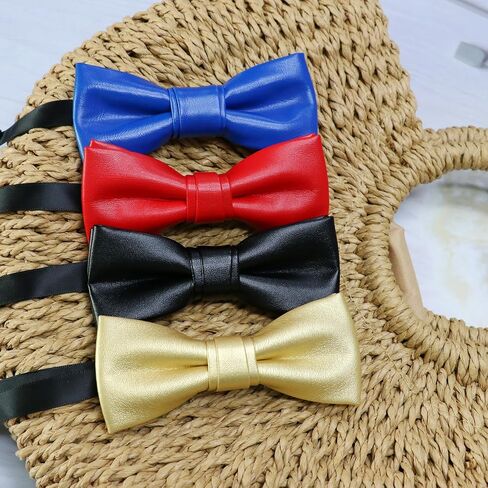 Luckyvestir Bow Ties for Men, Black/Red/Blue/Gold Bowties Men, PU Leather Mens Bow Tie Tuxedo Banquet in Saudi Arabia