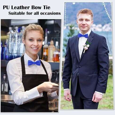Luckyvestir Bow Ties for Men, Black/Red/Blue/Gold Bowties Men, PU Leather Mens Bow Tie Tuxedo Banquet in Saudi Arabia