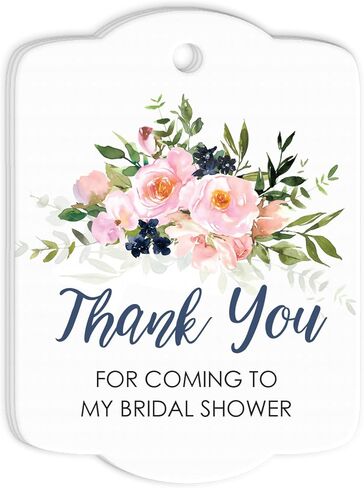 Bridal Shower Favor Tags Thank You Tags Pink Navy Floral - Set of 24 in Saudi Arabia