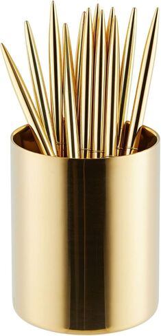 حامل قلم وأقلام رصاص ذهبي من جوفال للمكتب، حامل منظم معدني لفرشاة المكياج (3.2 × 3.9 بوصة) in Kuwait