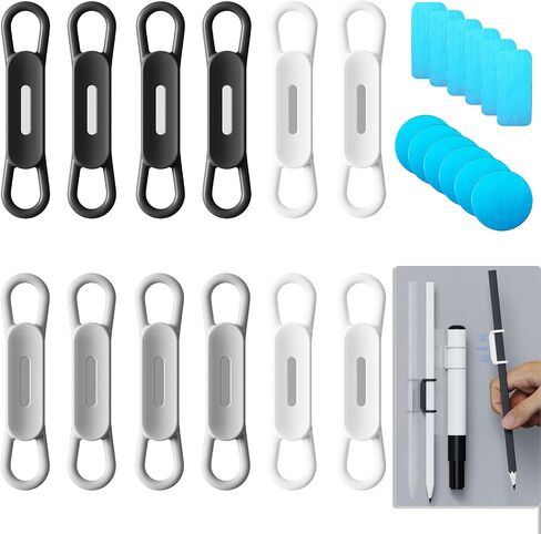 12 Pack Magnetic Pen Holder for Refrigerator, Silicone Magnetic Pencil Holder for Locker, Magnetic Dry Erase Marker Holder for Whiteboard, Desk, Clipboard (12back) in Saudi Arabia