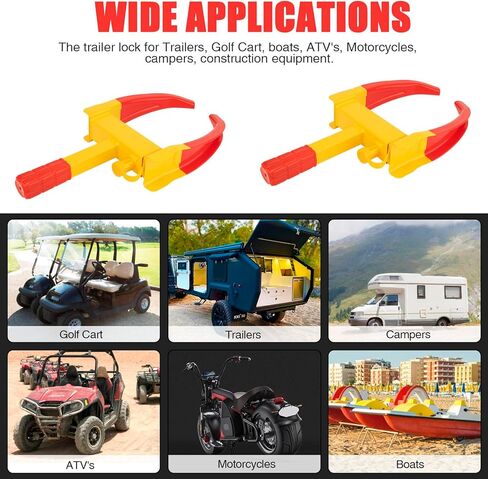 قفل عجلة المقطورة، قطعتان من إطارات قفل المقطورة الآمنة العالمية ضد السرقة لعربة الجولف للسيارة المقطورة والقوارب وسيارات الدفع الرباعي والدراجات النارية - قفل التمهيد بمشبك العجلة in Kuwait