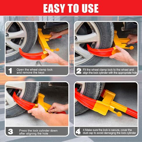 قفل عجلة المقطورة، قطعتان من إطارات قفل المقطورة الآمنة العالمية ضد السرقة لعربة الجولف للسيارة المقطورة والقوارب وسيارات الدفع الرباعي والدراجات النارية - قفل التمهيد بمشبك العجلة in Kuwait