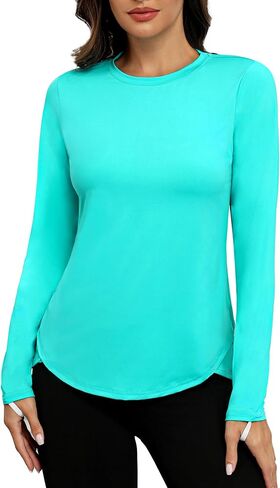 PINSPARK Women Sun Shirt Long Sleeve Quick Dry Hiking Shirts with Thumbholes UPF 50+ Workout Tops for Outdoor Running in Saudi Arabia