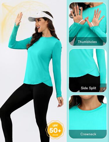 PINSPARK Women Sun Shirt Long Sleeve Quick Dry Hiking Shirts with Thumbholes UPF 50+ Workout Tops for Outdoor Running in Saudi Arabia