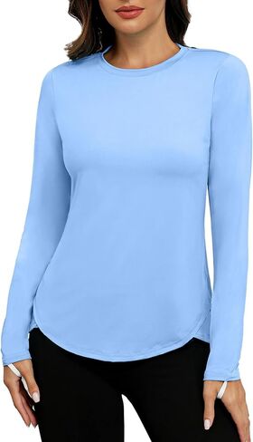 PINSPARK Women Sun Shirt Long Sleeve Quick Dry Hiking Shirts with Thumbholes UPF 50+ Workout Tops for Outdoor Running in Saudi Arabia