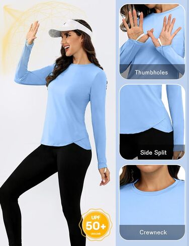 PINSPARK Women Sun Shirt Long Sleeve Quick Dry Hiking Shirts with Thumbholes UPF 50+ Workout Tops for Outdoor Running in Saudi Arabia