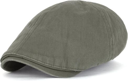 ililily Washed Cotton Flat Cap Cabbie Hat Gatsby Ivy Irish Hunting Newsboy Stretch Big Hat in Kuwait