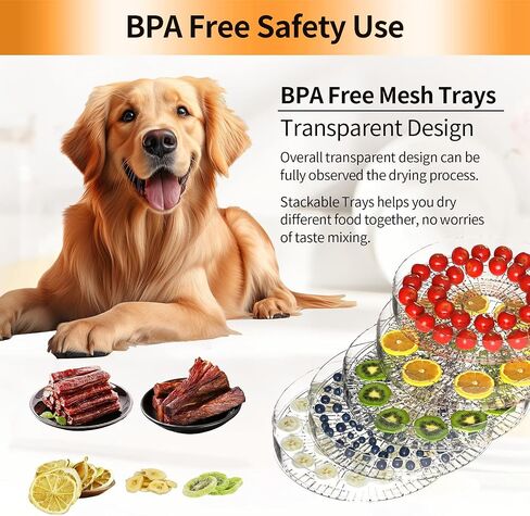 5-Trays Food Dehydrator Machine Dehydrates for Food and Jerky, Mushroom，Fruits, Vegetables, Meat, Herbs, Flowers, Dog Treats|Great For At Home Use| High-Heat (5 Trays-White) in Saudi Arabia