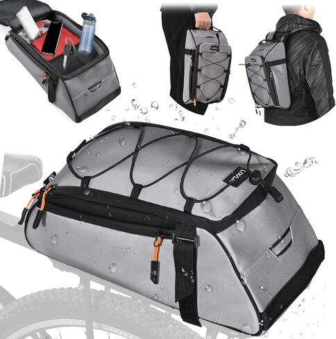 LIXADA 10L Reflective Bicycle Rear Rack Bag 4-in-1 Waterproof Bike Saddle Bag Bike Rear Rack Pouch with Shoulder Strap Cycling Bicycle Saddle Panniers Lightweight Compact for Traveling Commuting in Saudi Arabia