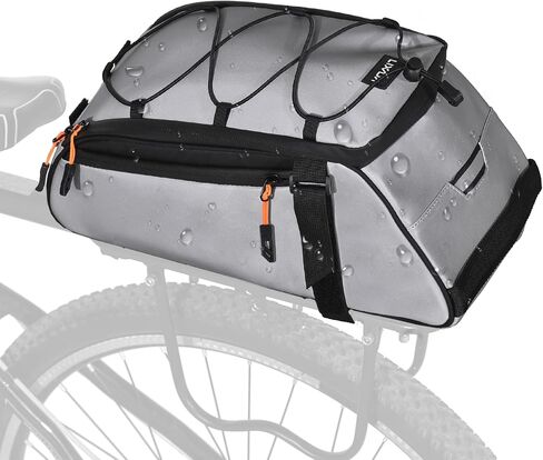 LIXADA 10L Reflective Bicycle Rear Rack Bag 4-in-1 Waterproof Bike Saddle Bag Bike Rear Rack Pouch with Shoulder Strap Cycling Bicycle Saddle Panniers Lightweight Compact for Traveling Commuting in Saudi Arabia