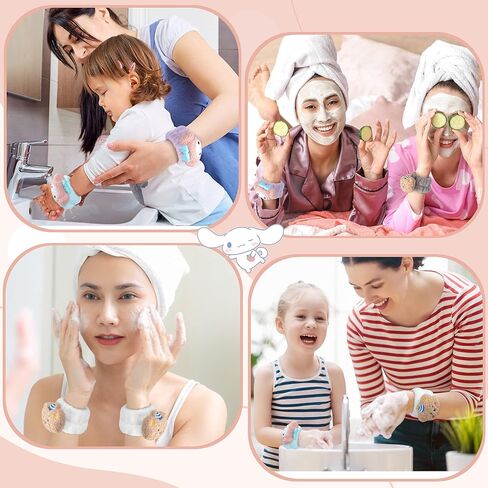 سوار معصم سبا من الألياف الدقيقة لغسل الوجه، مناشف معصم نسائية لطيفة لغسل الوجه، أساور معصم ماصة لغسل الوجه للأطفال تمنع الماء من انسكاب ذراعيك (4 أزواج) in Kuwait