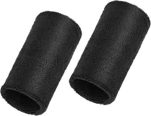 Yolev 2pcs 6 inch Striped Black Wrist Sweatbands Moisture Wicking Sweat Absorbing Cotton Sweat Band for Men and Women in Saudi Arabia