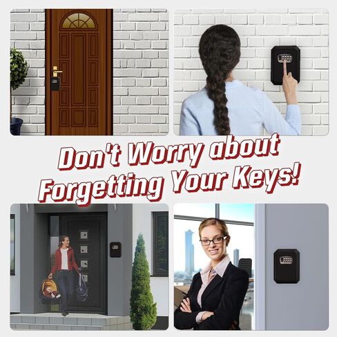 Outdoor Key Lock Box Metal Heavy, Portable And Wall Mounted With Removable Steel Shackle Or Cable Shackle Storage, Safe Waterproof Lndoor 4 Digit Combination With Resettable Code (Black) in Kuwait