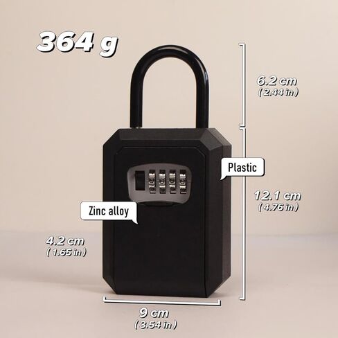 Outdoor Key Lock Box Metal Heavy, Portable And Wall Mounted With Removable Steel Shackle Or Cable Shackle Storage, Safe Waterproof Lndoor 4 Digit Combination With Resettable Code (Black) in Kuwait