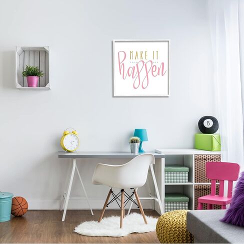 لوحة فنية جدارية مؤطرة بعبارة Make It Happen من شركة Stupell Industries، تصميم بواسطة Alli Rogosich in Kuwait