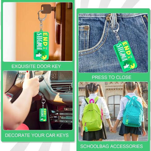 Yinkin Set of 30 End the Stigma Mental Health Awareness Key Chains Inspirational Gifts Green Ribbon Jewelry for Men Women Support in Saudi Arabia