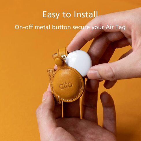 Alto Leather Keychain Case Compatible with AirTag, Italian Leather Holder Key Ring for Airtag and Pet Collar (Caramel Brown) in Saudi Arabia