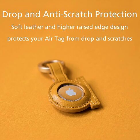 Alto Leather Keychain Case Compatible with AirTag, Italian Leather Holder Key Ring for Airtag and Pet Collar (Caramel Brown) in Saudi Arabia