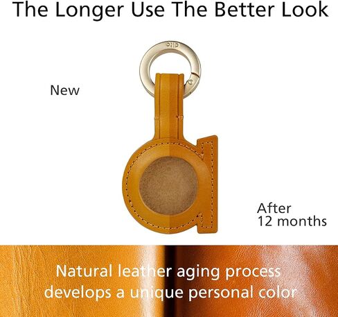 Alto Leather Keychain Case Compatible with AirTag, Italian Leather Holder Key Ring for Airtag and Pet Collar (Caramel Brown) in Saudi Arabia