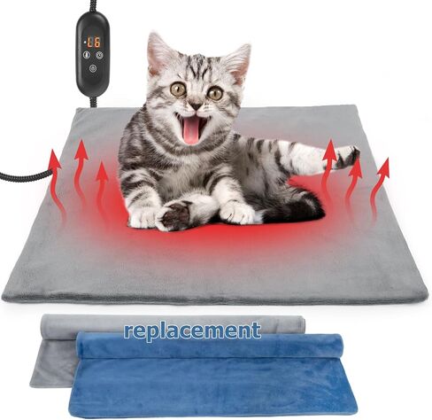 سرير قطط مُدفأ داخليًا من Glovv، وسادة تدفئة للقطط مع 6 وسائد تدفئة خارجية للقطط والكلاب الأليفة قابلة للتعديل، 2 عبوة قابلة للاستبدال، غطاء قابل للغسل، سرير كلب مسخن آليًا للحيوانات الأليفة، مقاس 45.72 سم × 45.72 سم in Kuwait